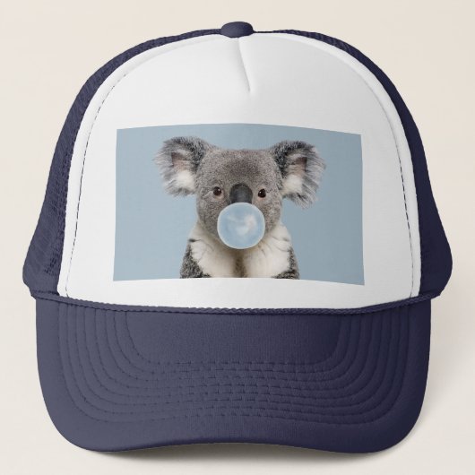 Koala Bblaast een blauw bubelgom Trucker Pet (Voorkant)