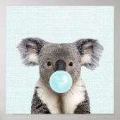 Koala Bblaast een Poster blauw gebubbel (Voorkant)