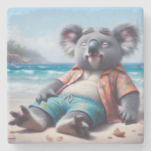Koala Beach Stenen Onderzetter (Voorkant)