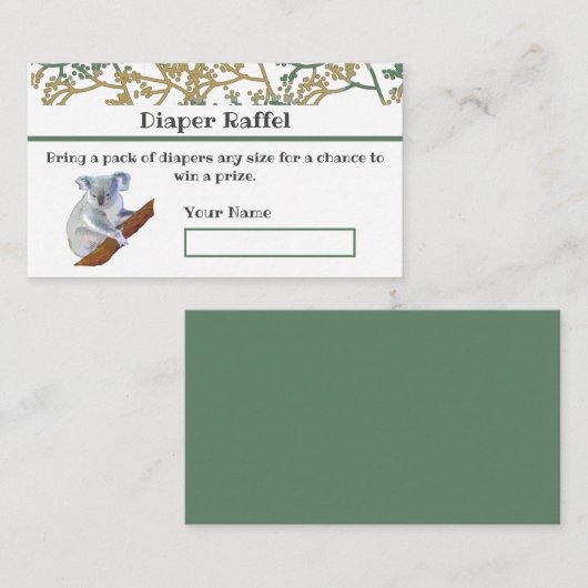 Koala Bear Foilage Raffle Design Informatiekaartje (Voorkant / Achterkant)