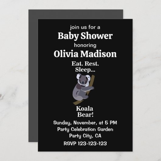 Koala Bear Funny Baby Shower Kaart (Voorkant / Achterkant)