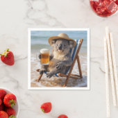Koala Bear With a Beer on a Beach Servet (Insitu)
