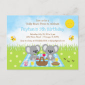 Koala Bear's Picknick Blauw Gestreepte Verjaardag Briefkaart (Voorkant)