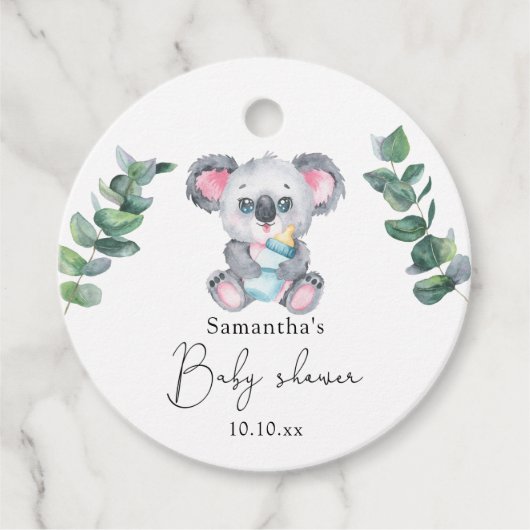 Koala Beer Baby Borrel Bedankjes Labels (Voorkant)