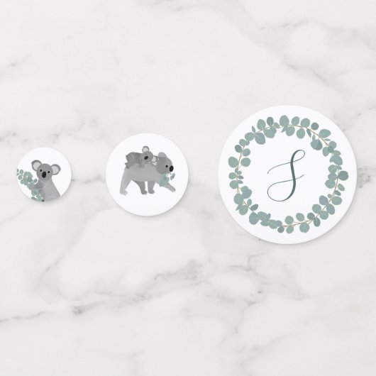 Koala Beer Baby shower Aangepast Initiaal Confetti (Voorkanten)