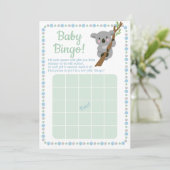 Koala Beer Baby shower Bingo Game Blue Boy Kaart (Staand voorkant)