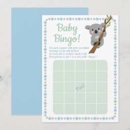 Koala Beer Baby shower Bingo Game Blue Boy Kaart