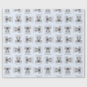 Koala Beer Baby shower Blauw Cadeaupapier (Vlak)