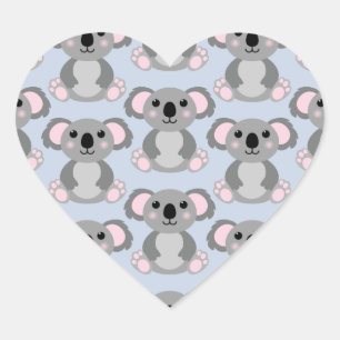 Koala Beer Baby shower Blauw Hart Sticker