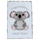 Koala Beer Baby shower Blauw Medium Cadeauzakje (Voorkant)