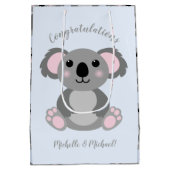 Koala Beer Baby shower Blauw Medium Cadeauzakje (Achterkant)
