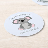 Koala Beer Baby shower Blauw Ronde Kartonnen Onderzetter (Gebogen)