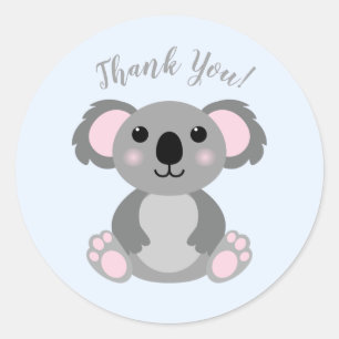 Koala Beer Baby shower Blauw Ronde Sticker