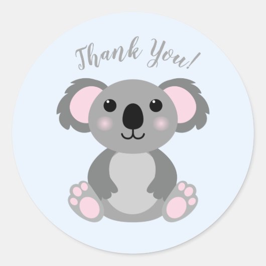 Koala Beer Baby shower Blauw Ronde Sticker (Voorkant)