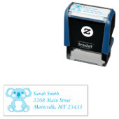 Koala Beer Baby shower Blauw Zelfinktende Stempel (In situ)