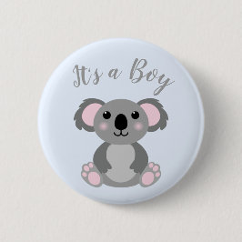 Koala Beer Baby shower Blue Boy Ronde Button 5,7 Cm