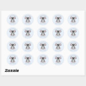 Koala Beer Baby shower Blue Boy Ronde Sticker (Vel)