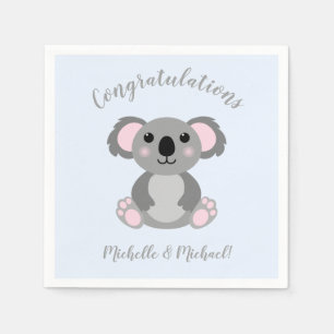 Koala Beer Baby shower Blue Boy Servet