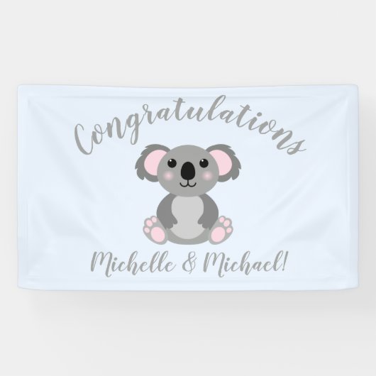 Koala Beer Baby shower Blue Boy Spandoek (Horizontaal)