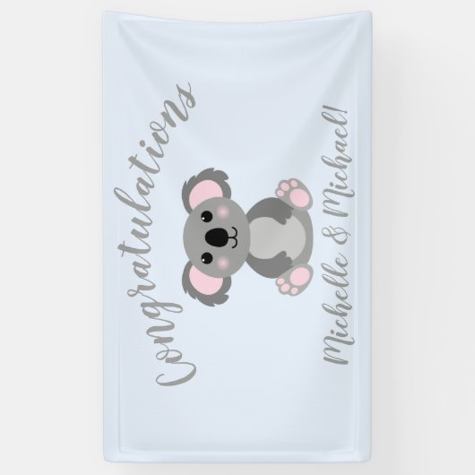 Koala Beer Baby shower Blue Boy Spandoek (Verticaal)