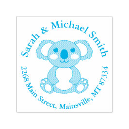 Koala Beer Baby shower Blue Boy Zelfinktende Stempel