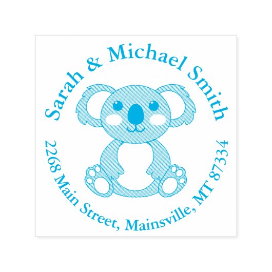 Koala Beer Baby shower Blue Boy Zelfinktende Stempel (Design)