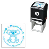 Koala Beer Baby shower Blue Boy Zelfinktende Stempel (In situ)