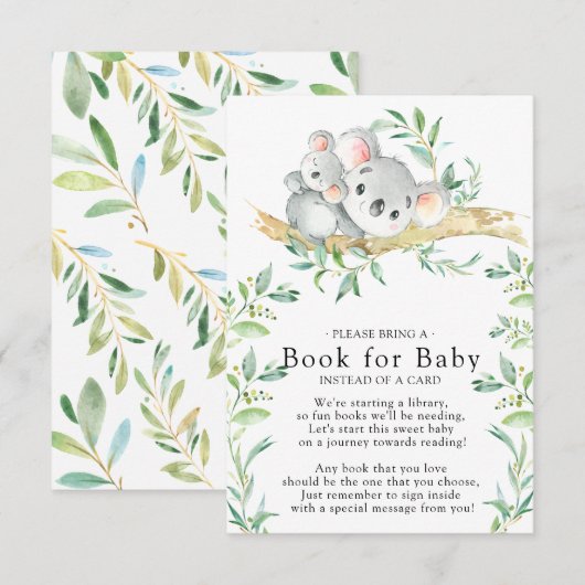 Koala Beer Baby shower Boek voor Baby Kaart (Voorkant / Achterkant)