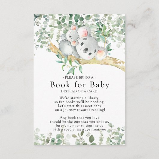 Koala Beer Baby shower Boek voor Baby Kaart (Voorkant)