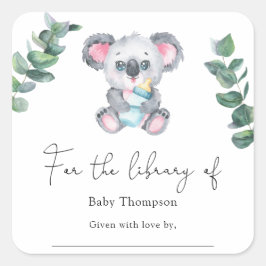 Koala Beer - Baby Shower boekplaat Vierkante Sticker