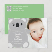 Koala Beer Baby shower Briefkaart (Voorkant / Achterkant)