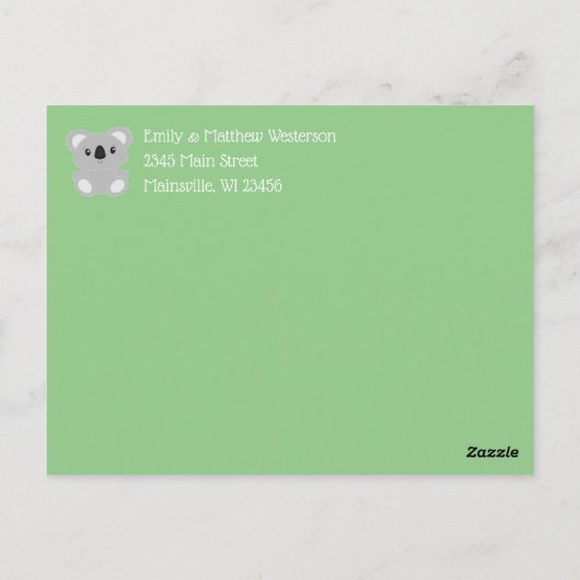 Koala Beer Baby shower Briefkaart (Achterkant)