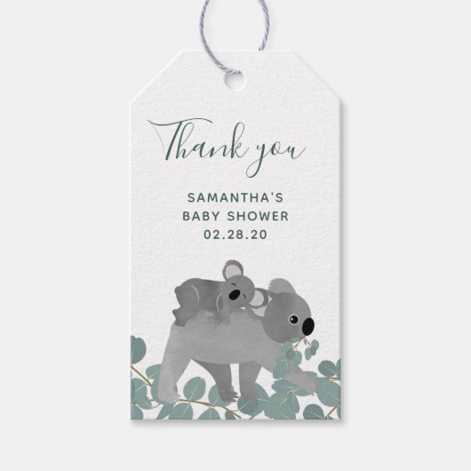 Koala Beer Baby shower Dank u Cadeaulabel (Voorkant)