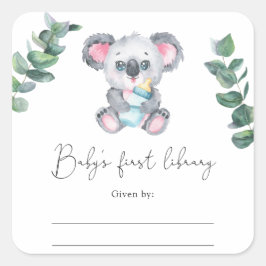 Koala Beer - Baby Shower ex-libris Vierkante Sticker