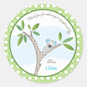 Koala Beer   Baby shower Favor Sticker