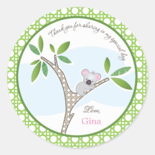 Koala Beer Baby shower Favor Sticker
