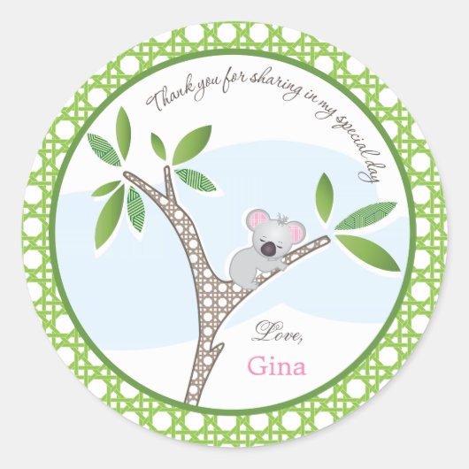 Koala Beer | Baby shower Favor Sticker (Voorkant)