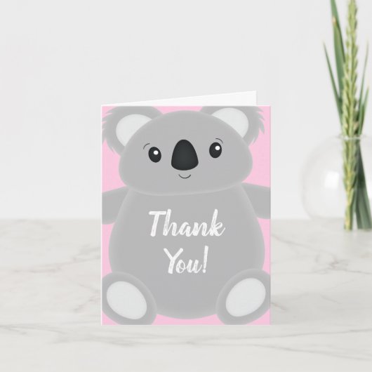 Koala Beer Baby shower Girl Bedankkaart (Voorkant)