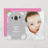 Koala Beer Baby shower Girl Briefkaart (Voorkant / Achterkant)