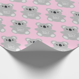 Koala Beer Baby shower Girl Cadeaupapier