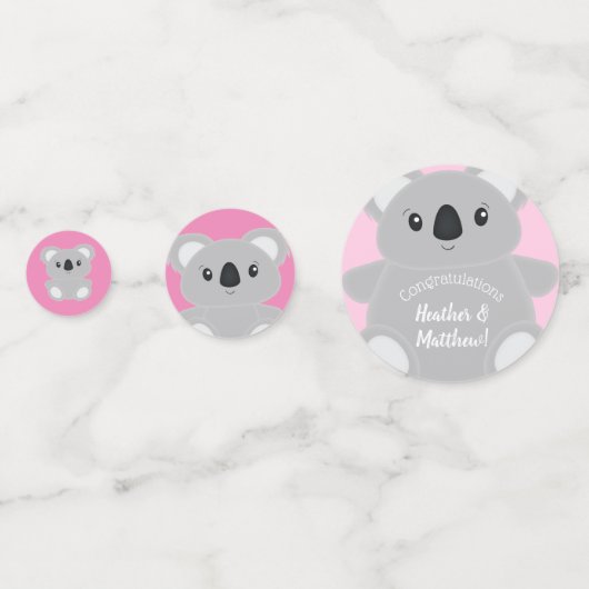 Koala Beer Baby shower Girl Confetti (Voorkanten)