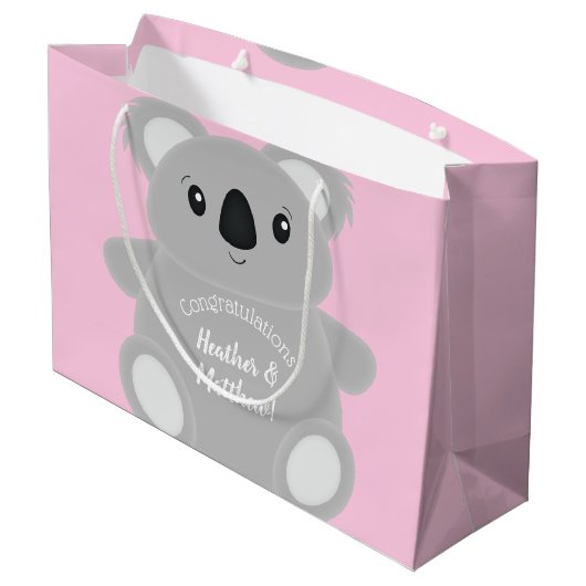 Koala Beer Baby shower Girl Groot Cadeauzakje (Achterkant Gekanteld)