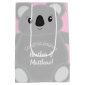 Koala Beer Baby shower Girl Medium Cadeauzakje (Achterkant)