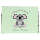 Koala Beer Baby shower Groene Genderneutraliteit Groot Cadeauzakje (Voorkant)