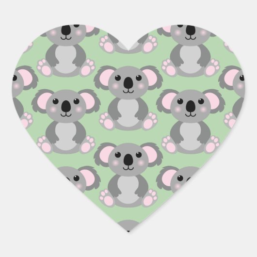 Koala Beer Baby shower Groene Genderneutraliteit Hart Sticker (Voorkant)