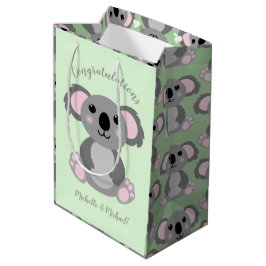 Koala Beer Baby shower Groene Genderneutraliteit Medium Cadeauzakje