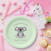 Koala Beer Baby shower Groene Genderneutraliteit Papieren Bordje (Feest)
