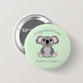 Koala Beer Baby shower Groene Genderneutraliteit Ronde Button 5,7 Cm (Voorkant /achterkant)