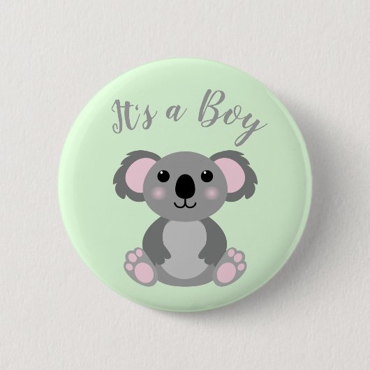 Koala Beer Baby shower Groene Genderneutraliteit Ronde Button 5,7 Cm (Voorkant)