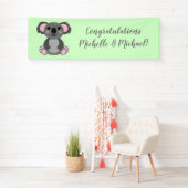 Koala Beer Baby shower Groene Genderneutraliteit Spandoek (Insitu)
